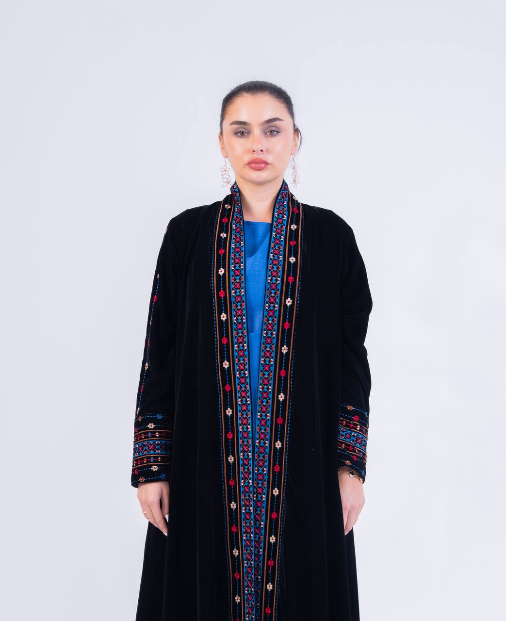 Embroidered velvet abaya.C:6851