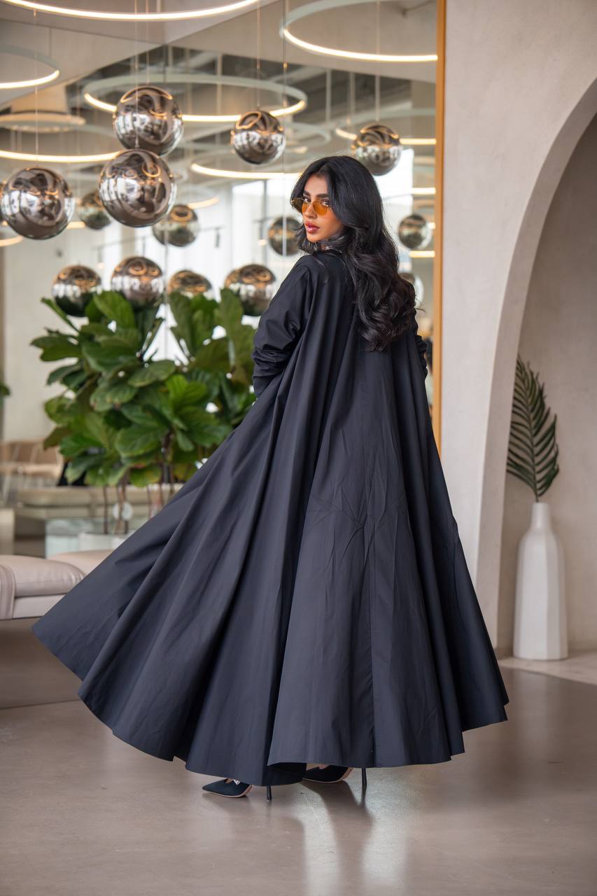 Free size abaya, made of Zara cotton, in black C:6632