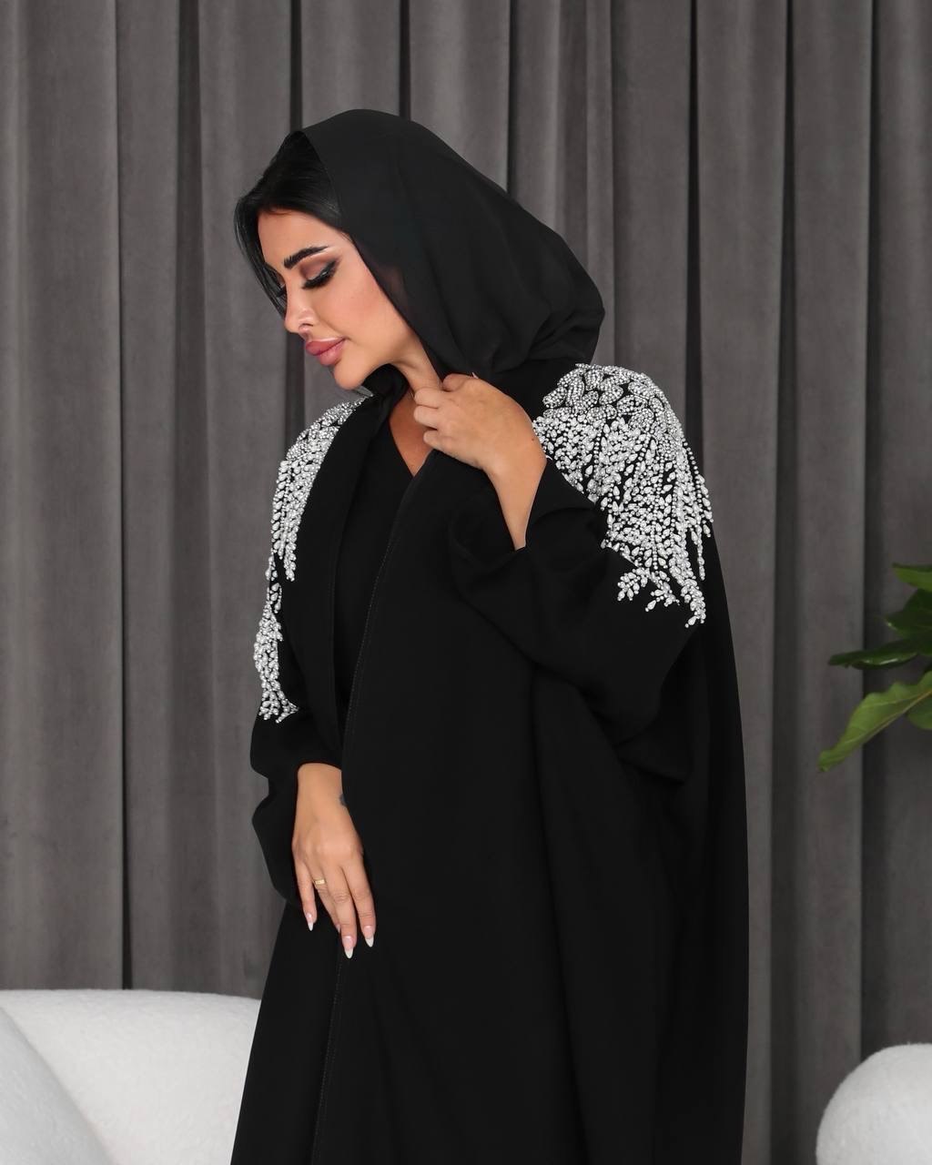 ABAYA BESHT CREPE WITH HANDMADE BEAT 6310 (FREE SIZE)