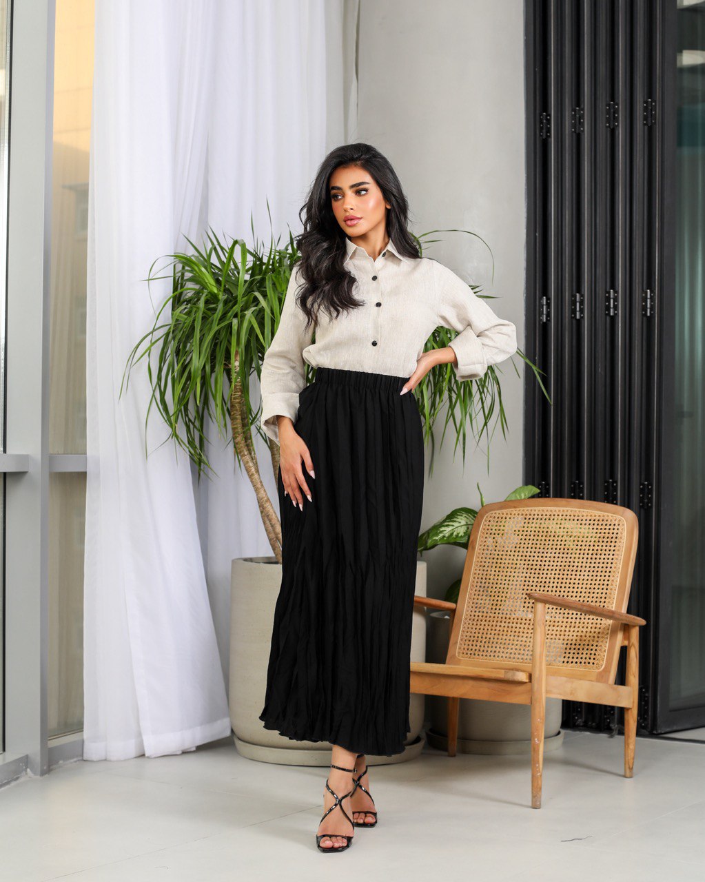 Cotton blouse and skirt Linen C:153