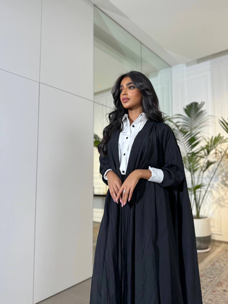 Abaya Crepe Black C:6528 Black (Free size)