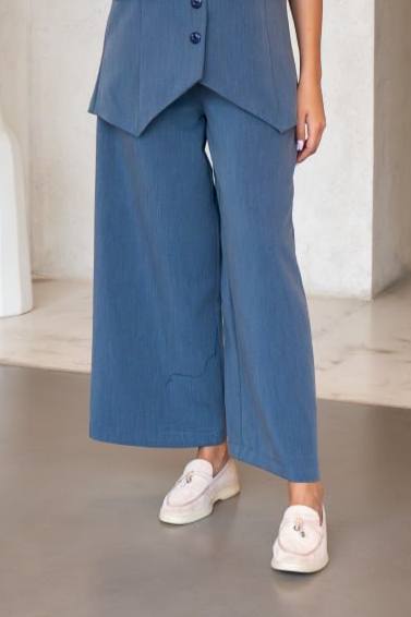 Blue Crepe Trousers