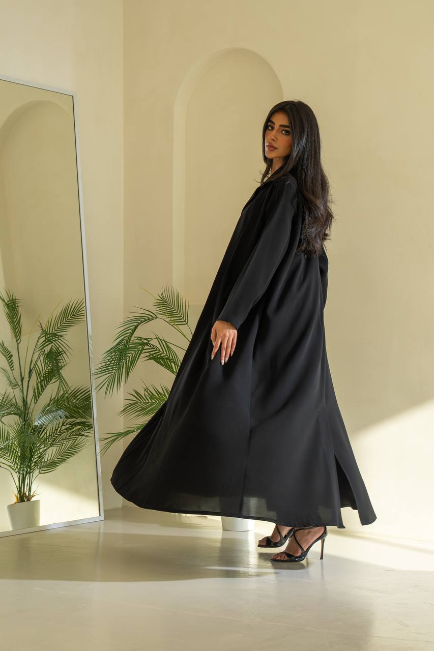 عباية كريب باللون الأسود C:6545 أسود