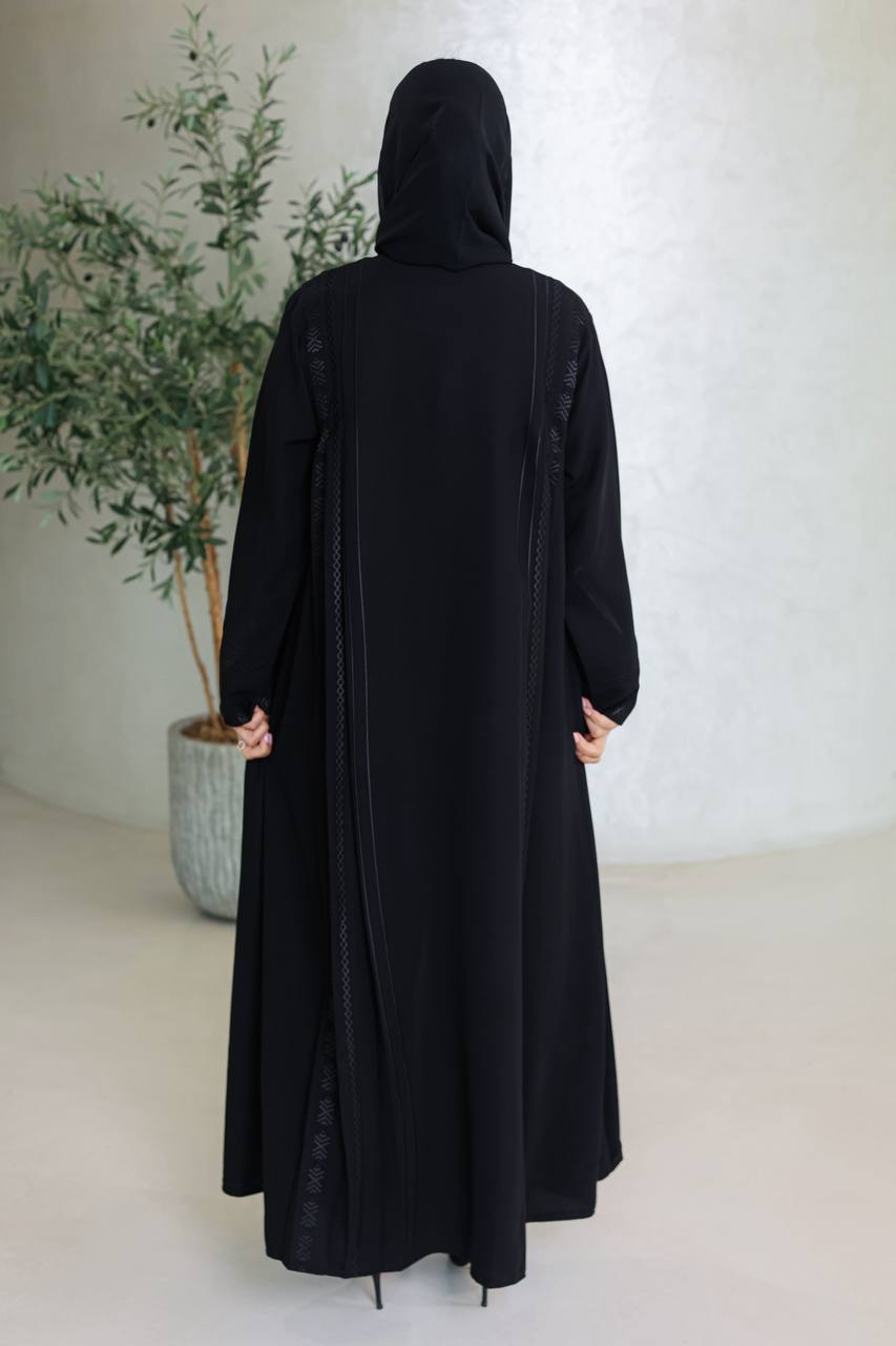Black crepe abaya with embroidery C:6671