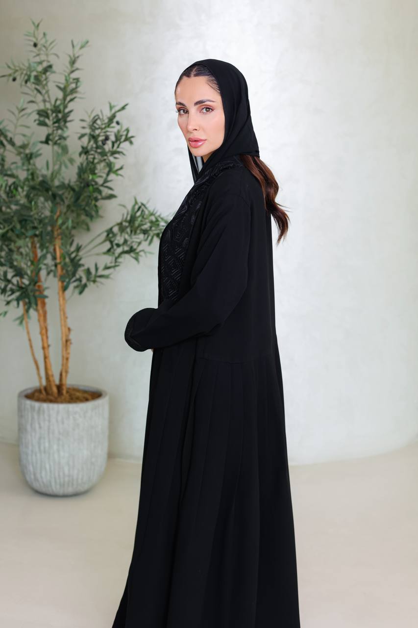 Black crepe abaya with embroidery C:6679