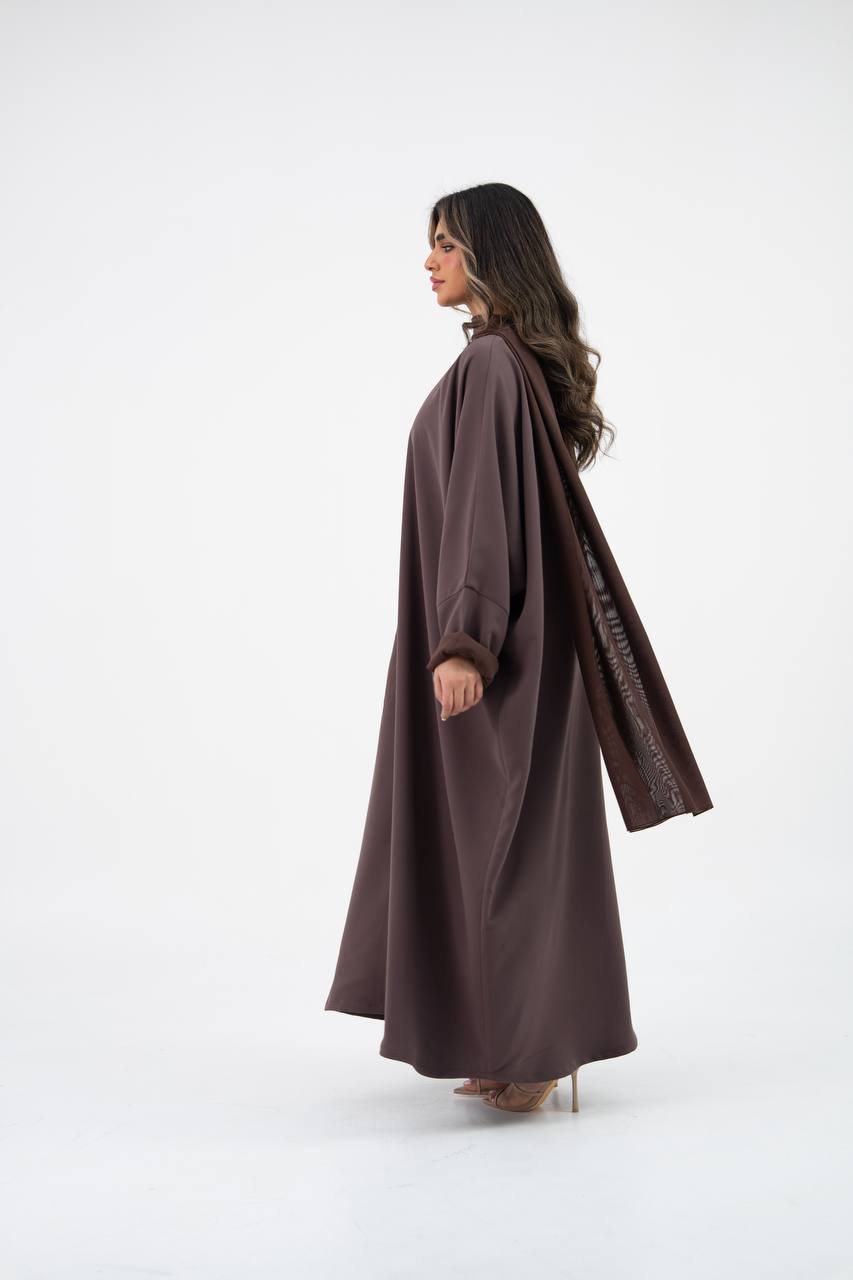 عباية بشت كريب باللون الكوفي مع تطريز, C:6769
