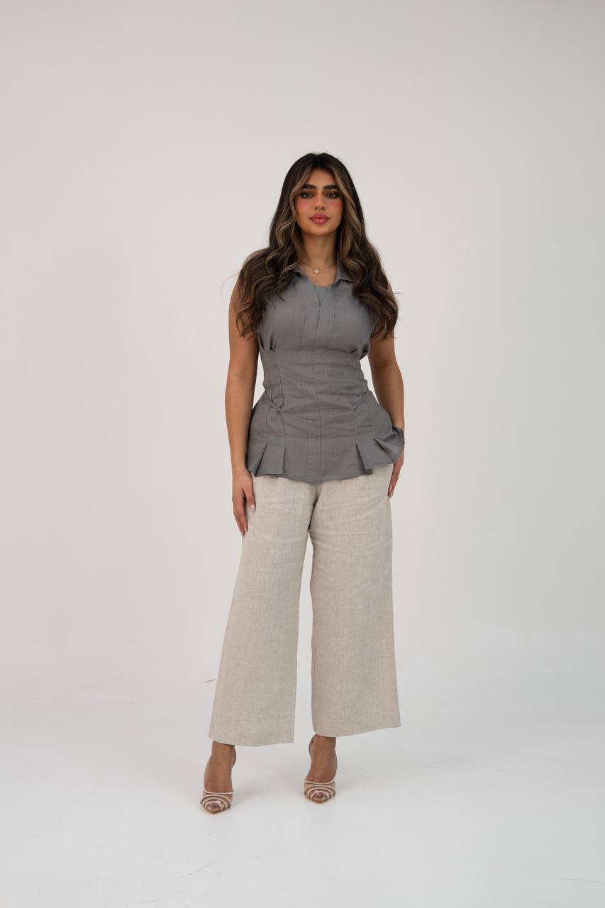 Linen blouse and pants set. C:229