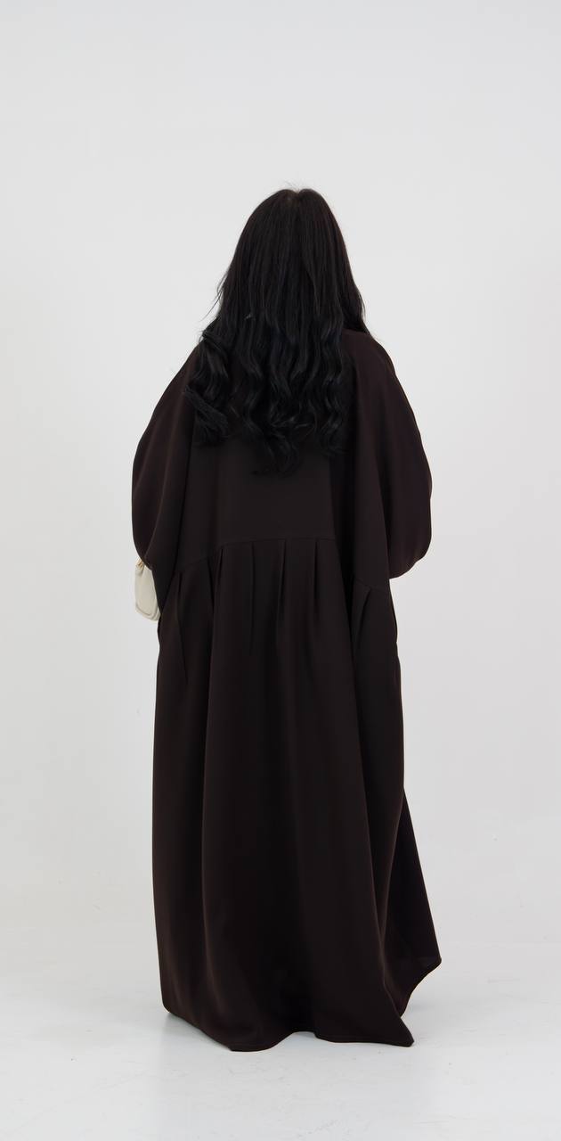 Dark brown crepe abaya. C:3034