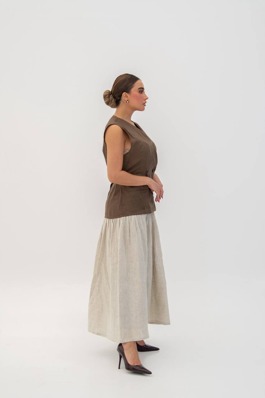 Linen dress. C:208 Brown