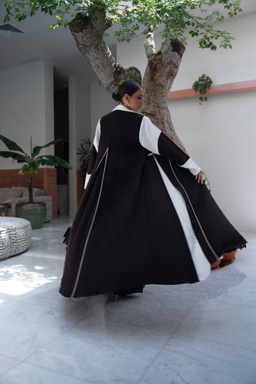 Black linen blazer abaya.C:6796