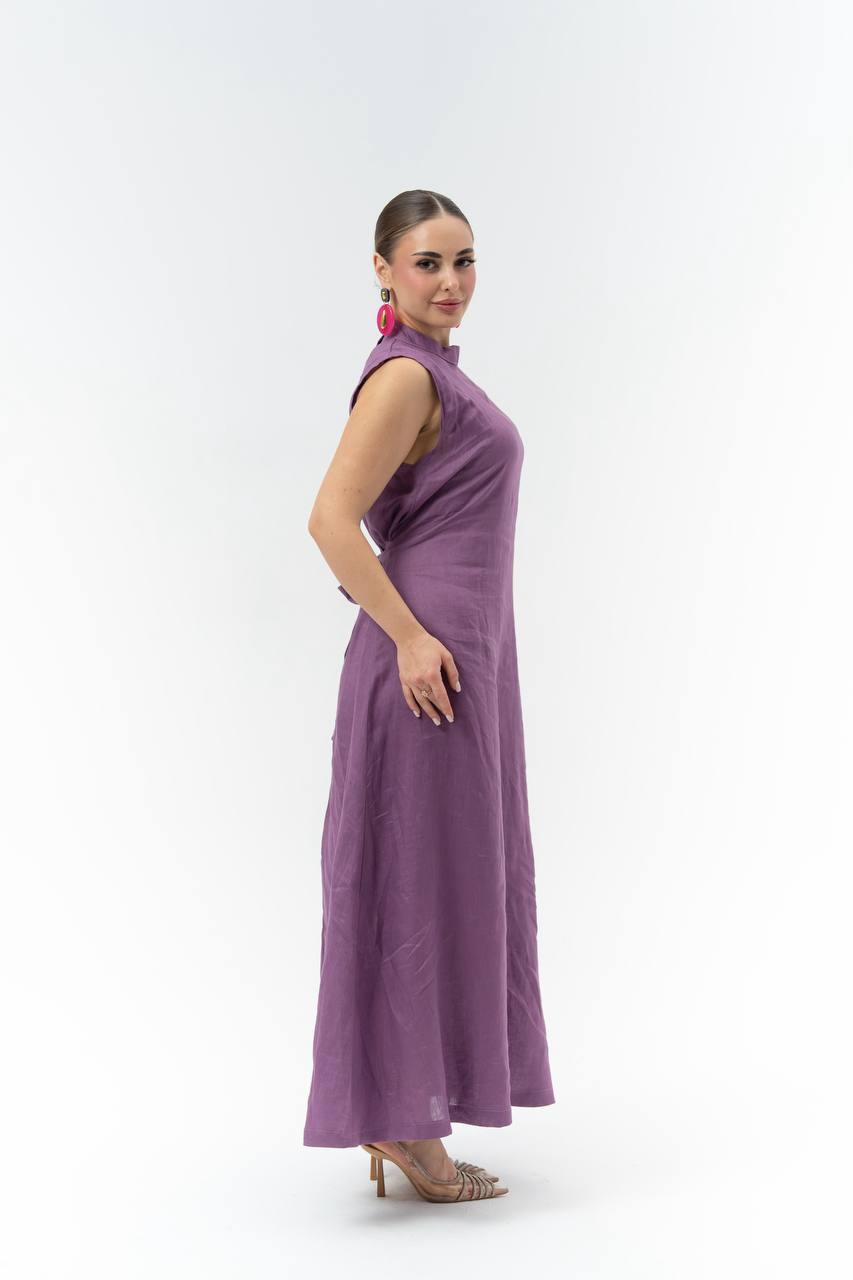 Purple linen dress.C:263 Purple