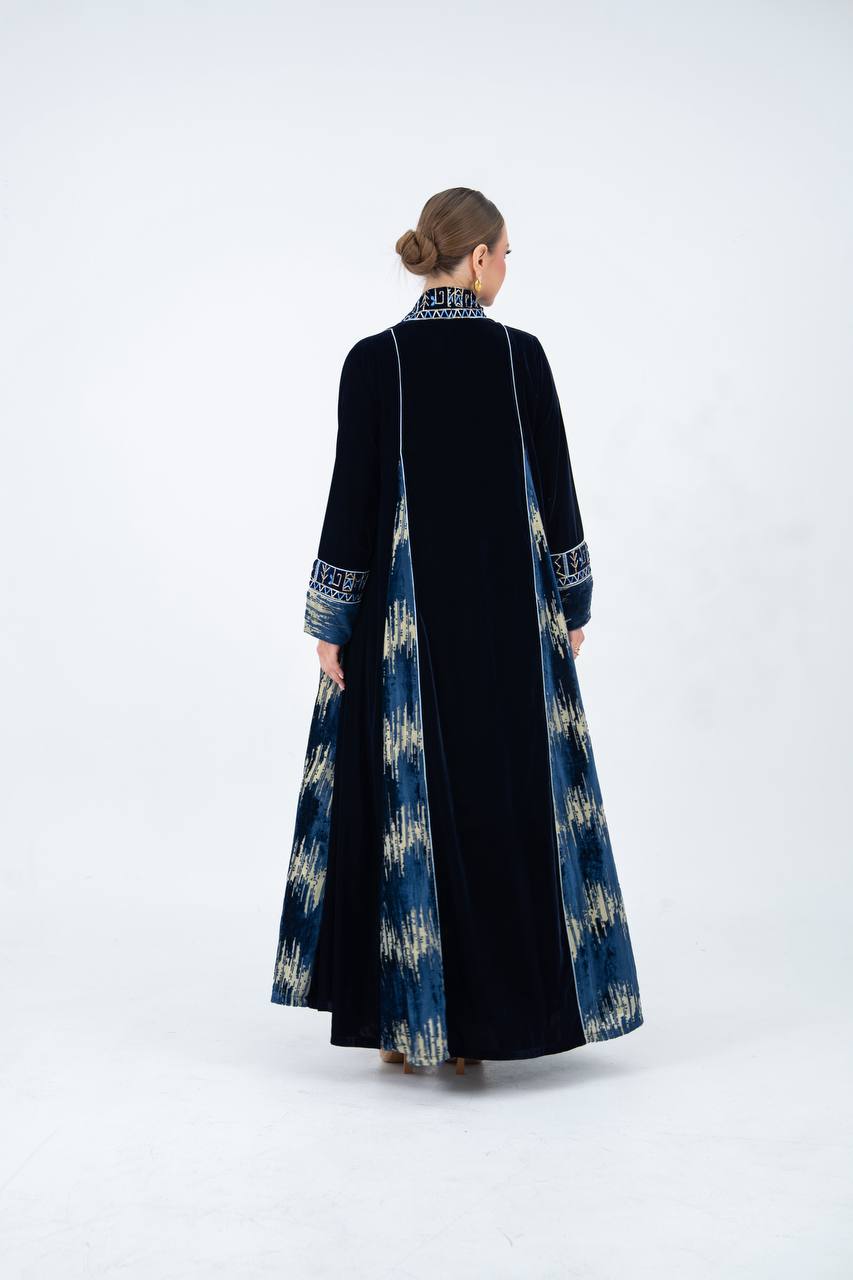 Velvet abaya with embroidery.C:6847