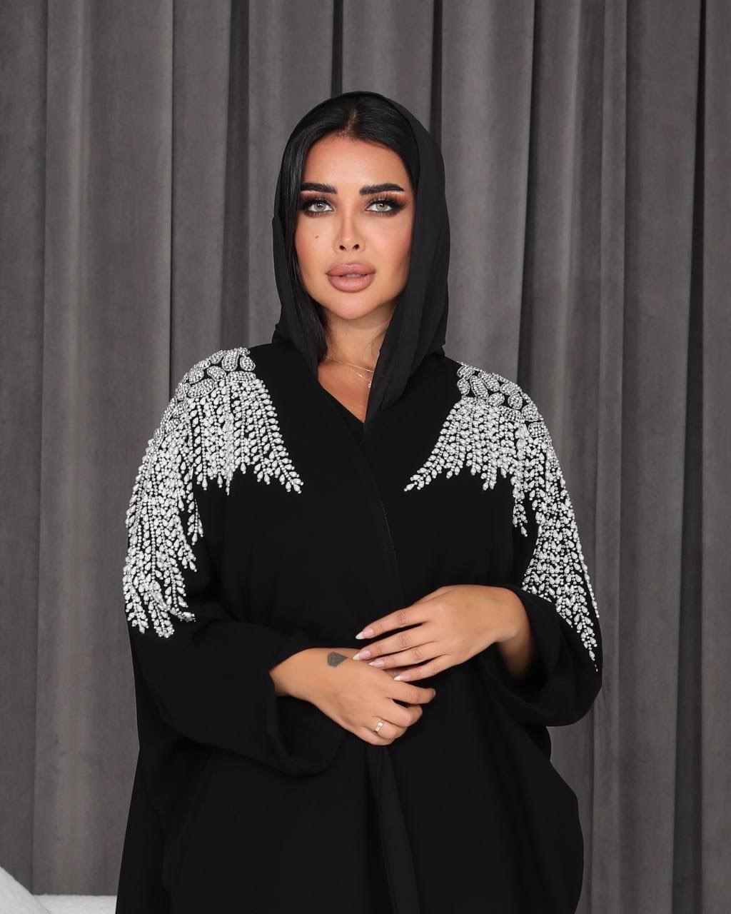 ABAYA BESHT CREPE WITH HANDMADE BEAT 6310 (FREE SIZE)