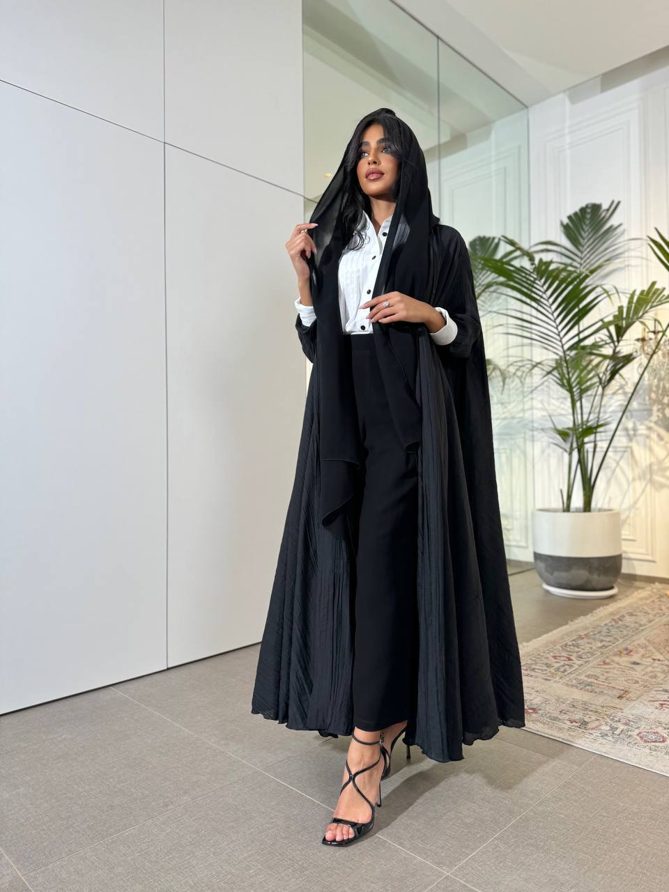 Abaya Crepe Black C:6528 Black (Free size)
