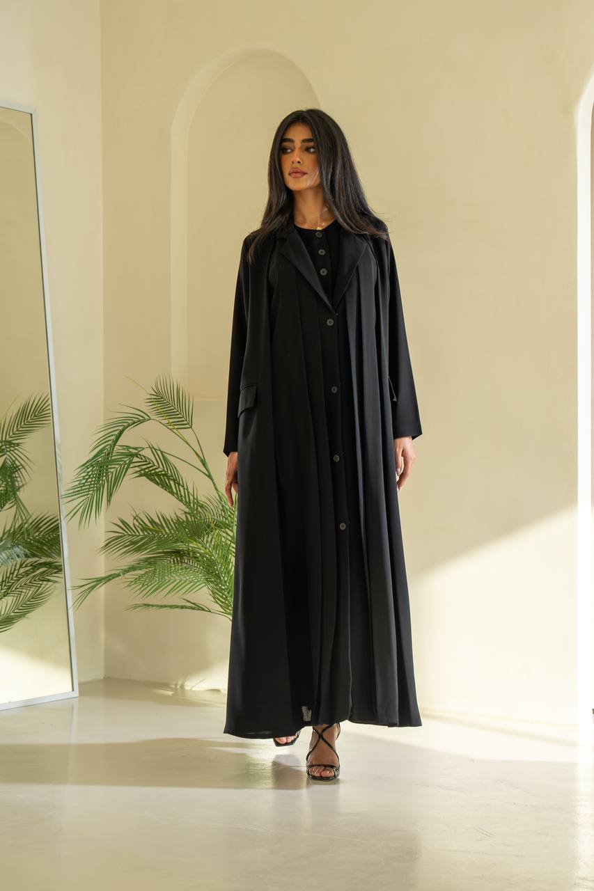 عباية كريب باللون الأسود C:6545 أسود