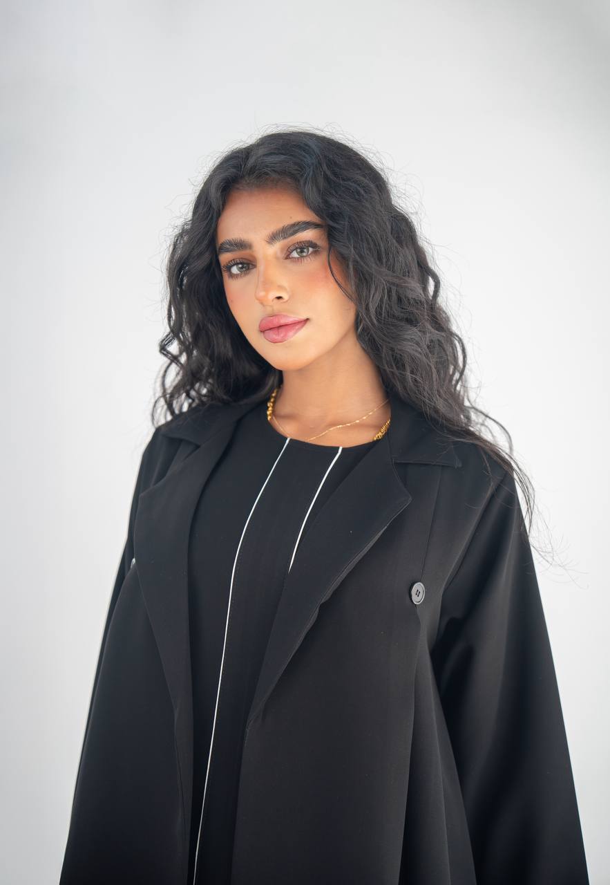 Black crepe blazer abaya with inner set c: 6642 black set