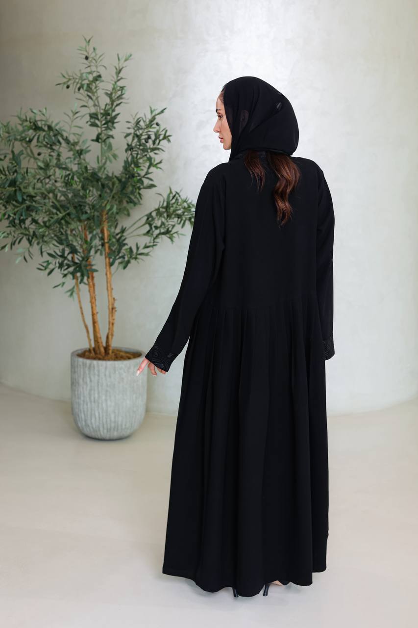 Black crepe abaya with embroidery C:6679