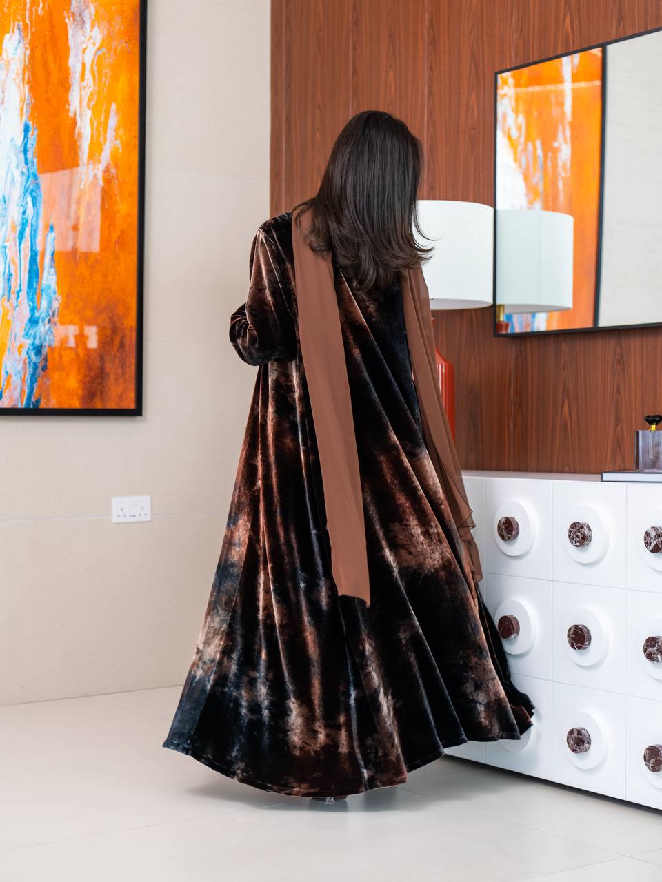 Abaya made of patterned velvet. C:6739