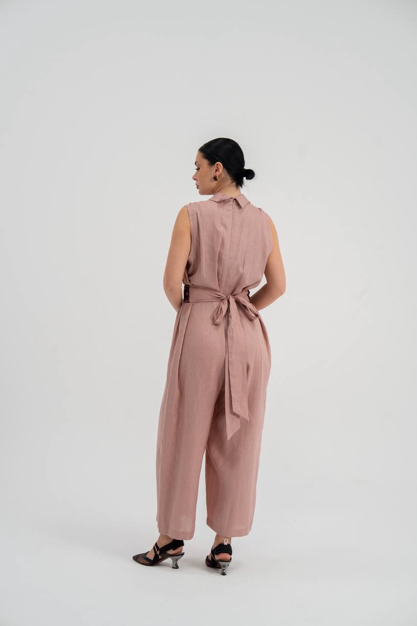 Pink linen jumpsuit.C:228