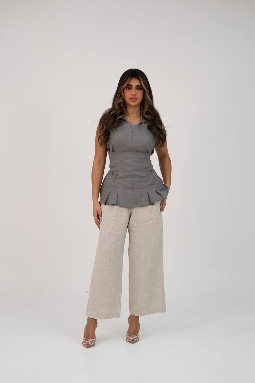 Linen blouse and pants set. C:229
