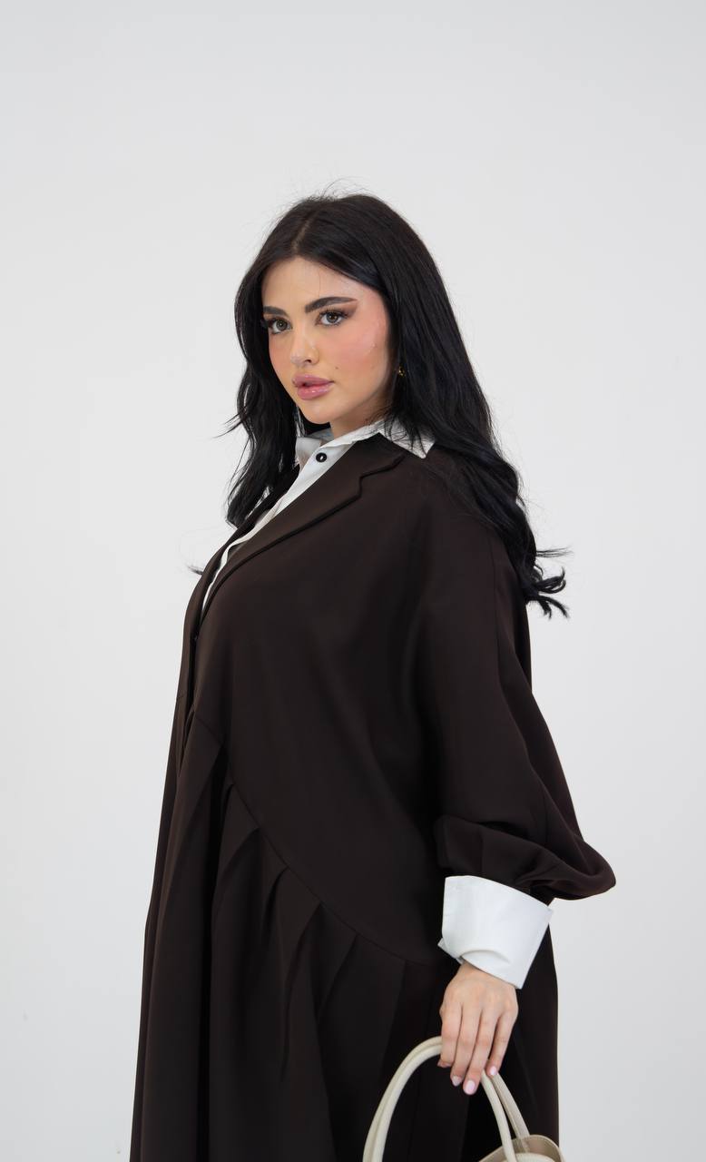 Dark brown crepe abaya. C:3034