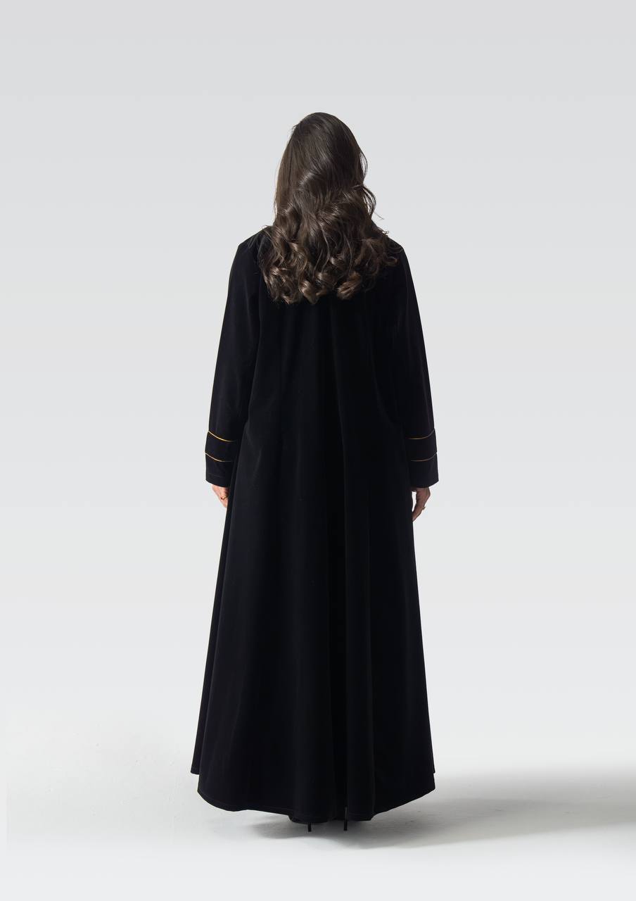 Black velvet abaya.C:6836 Black