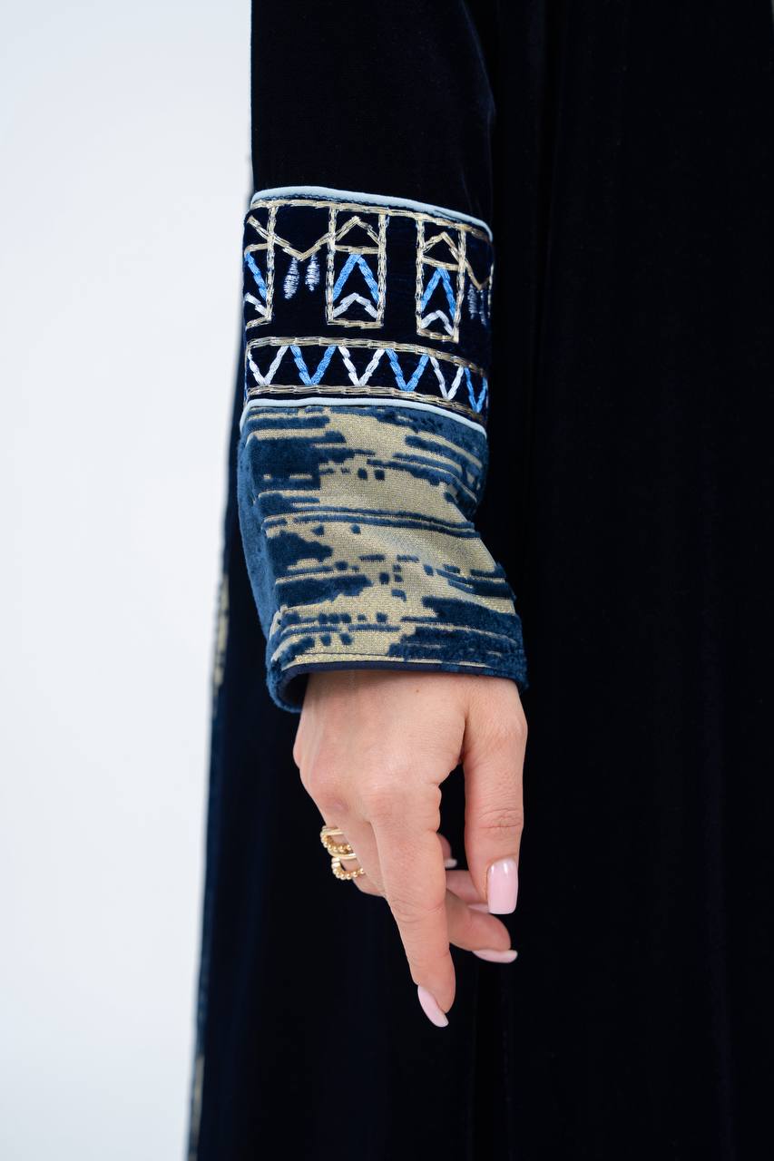 Velvet abaya with embroidery.C:6847
