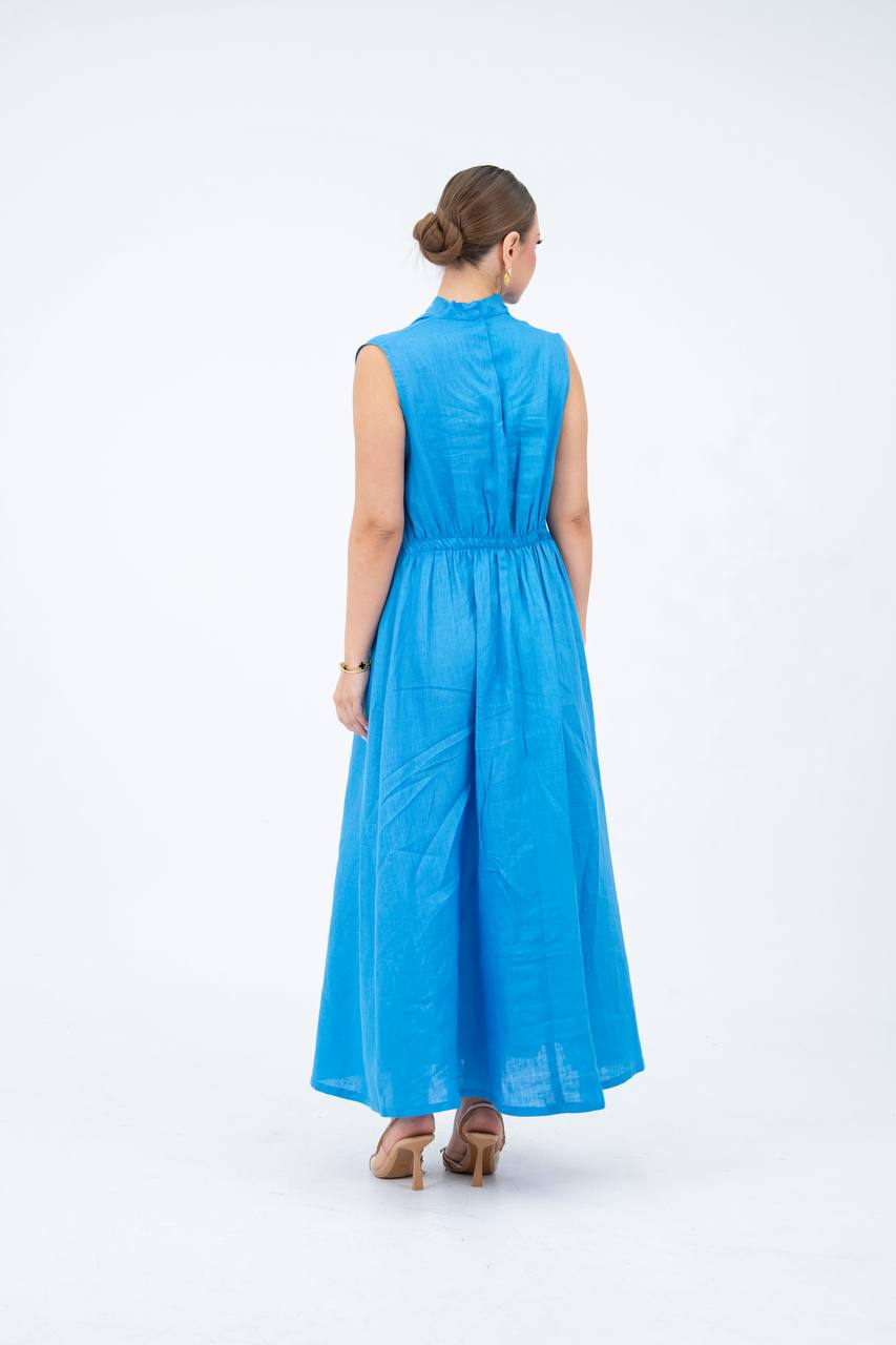 Blue linen dress.C:264