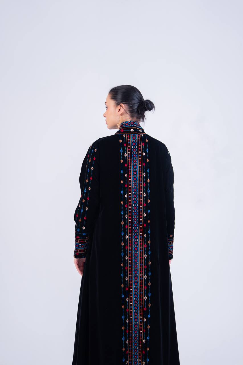 Embroidered velvet abaya.C:6851