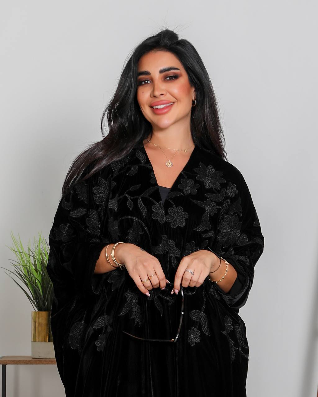 Luxurious Beaded Bisht Abaya (Black)