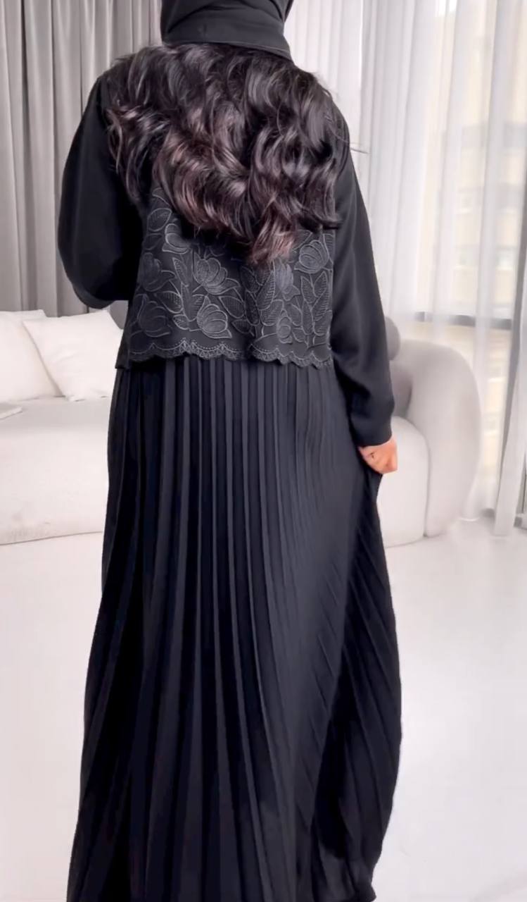 ABAYA CREPE BLAZER WITH EMBROIDERY AND PLETEAD C:6323