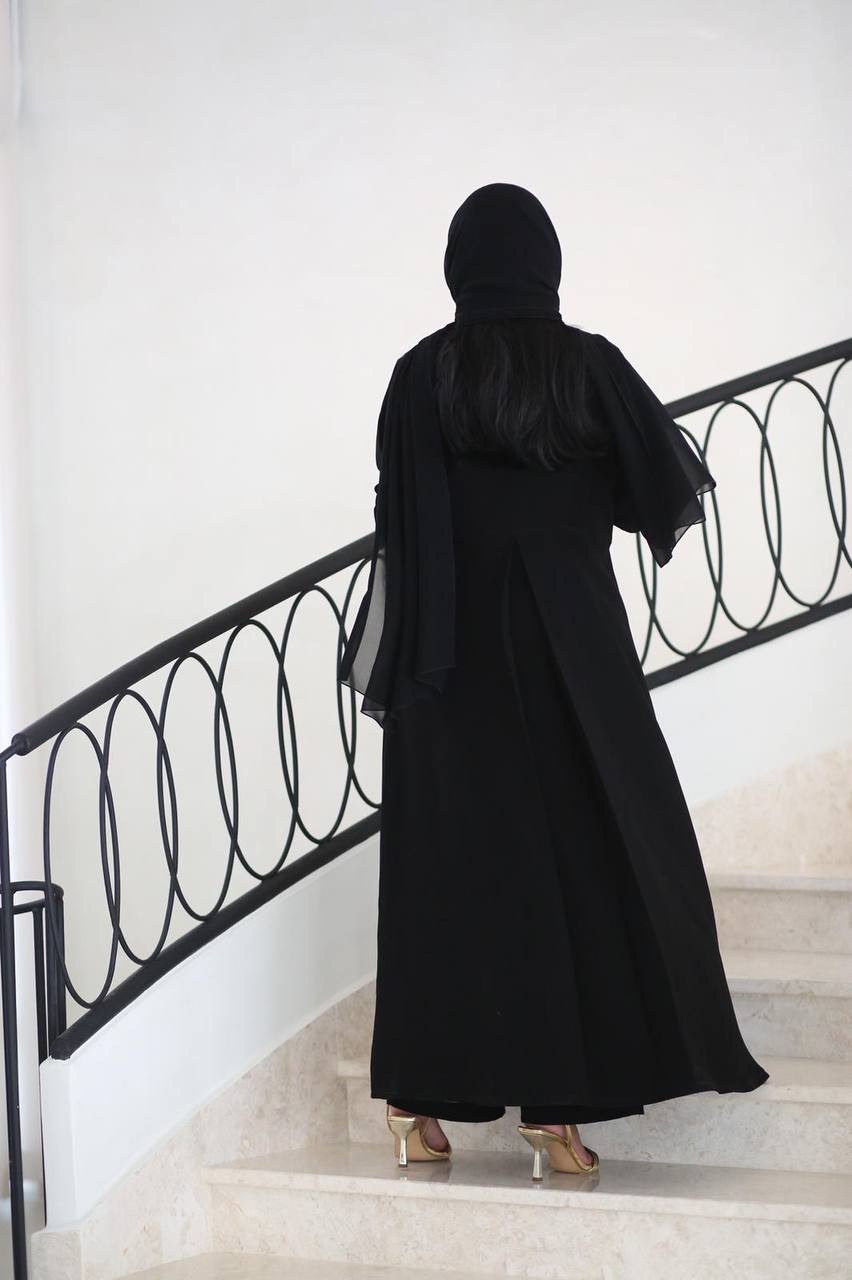 Black Cuba Crepe Abaya C:6519