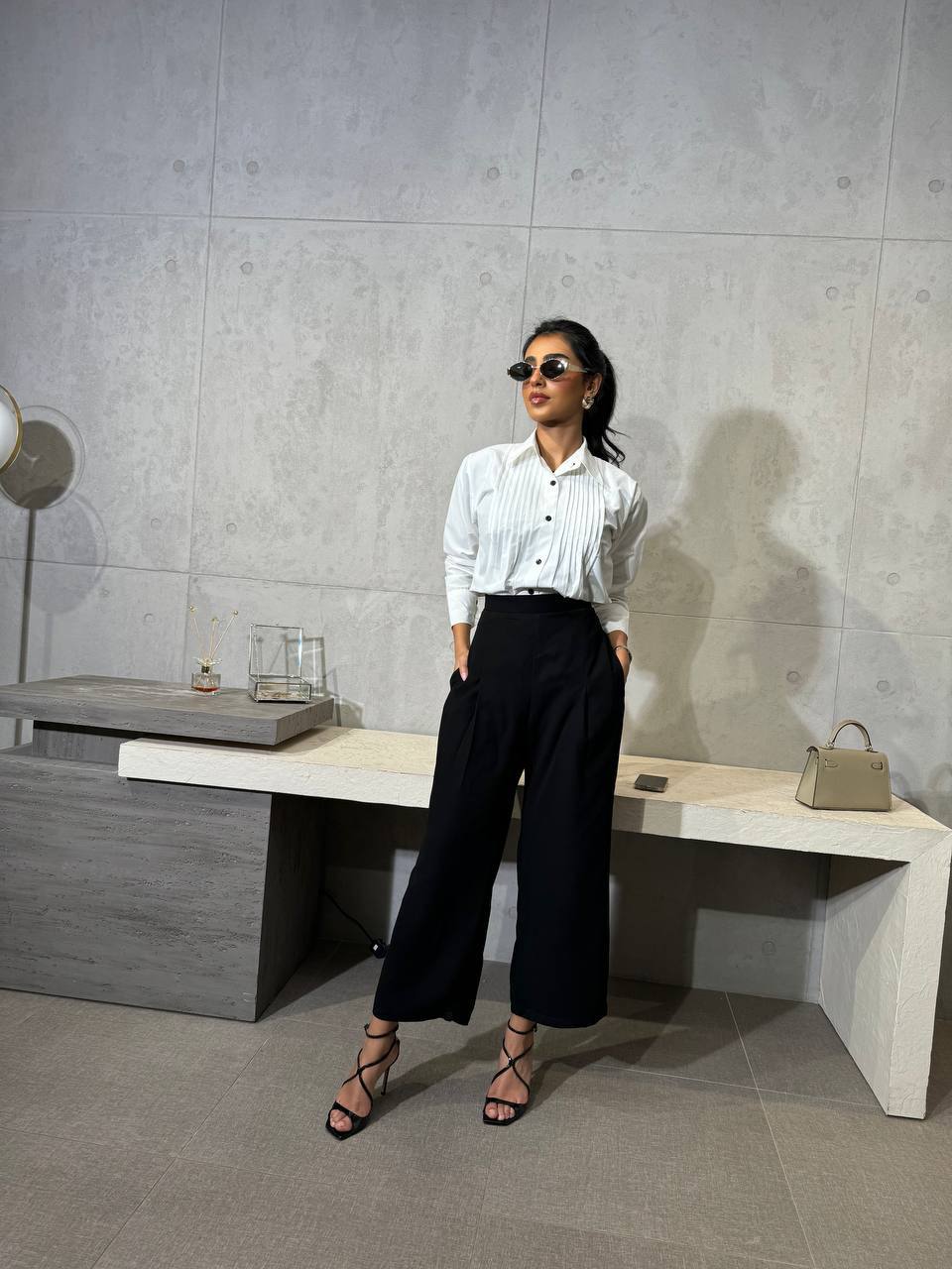 Cotton shirt and crepe trousers set C:165