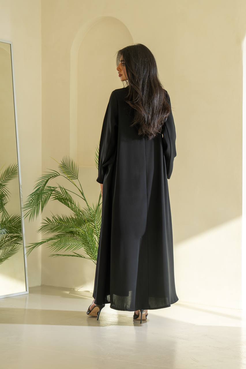 عباية كريب باللون الأسود C:6545 أسود