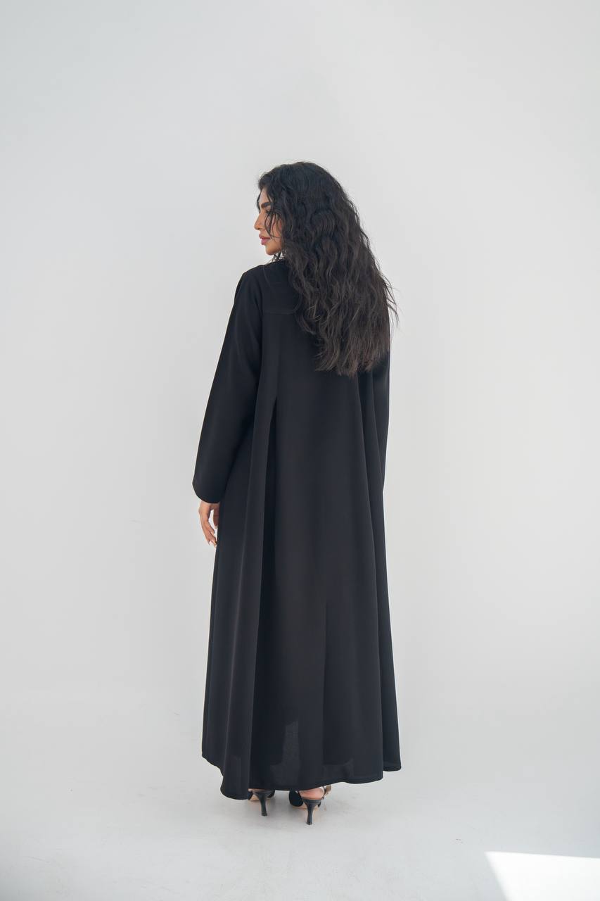 Black crepe blazer abaya with inner set c: 6642 black set