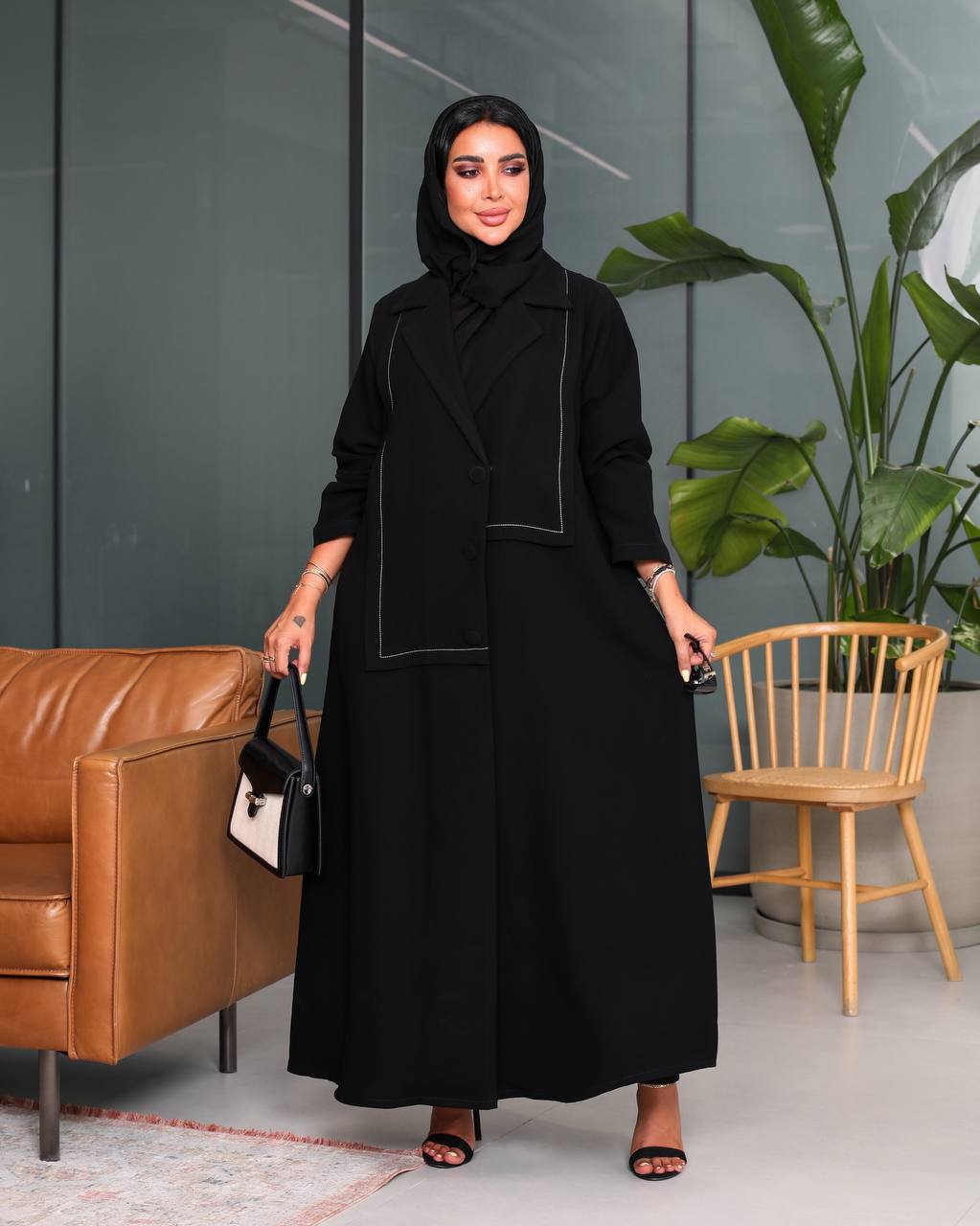 Black Crepe Abaya C:6535