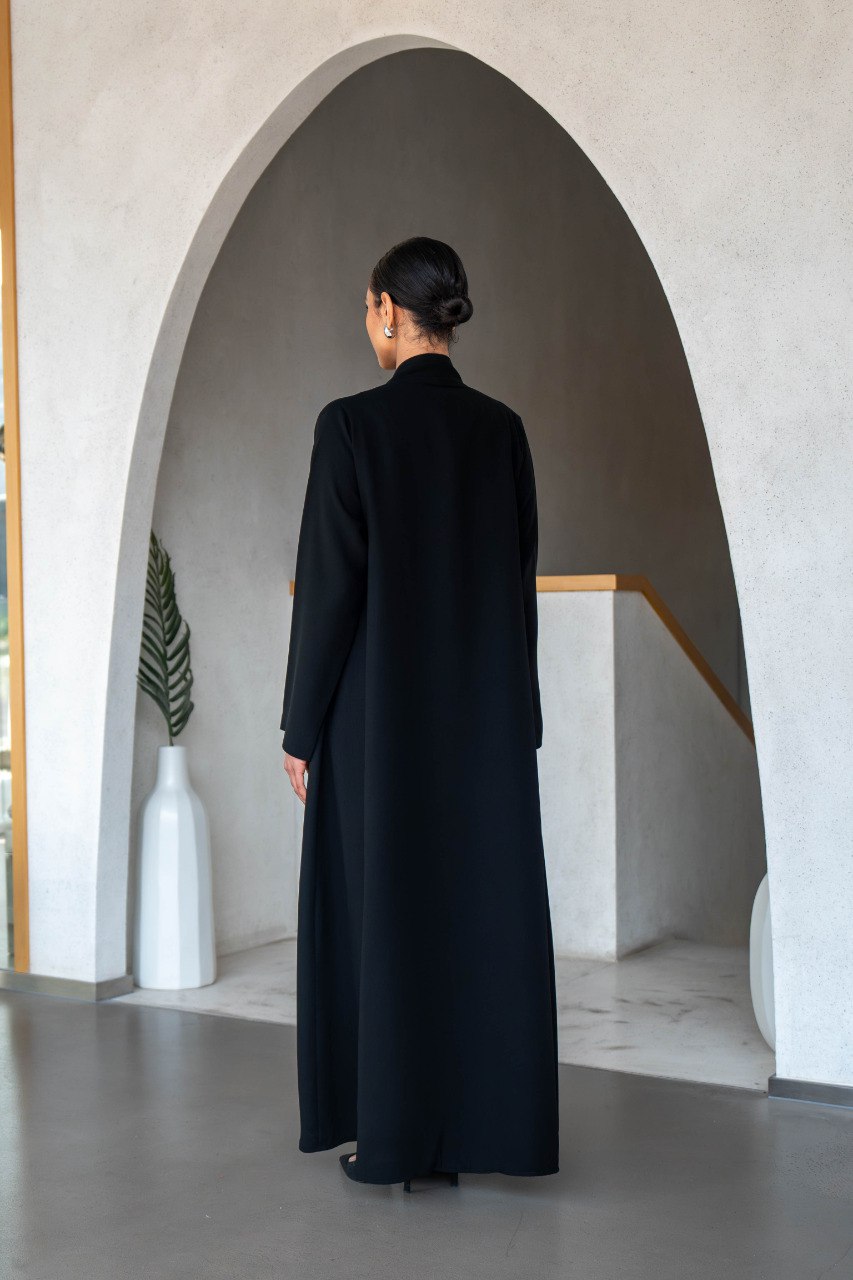 Black crepe abaya C:6586 Black