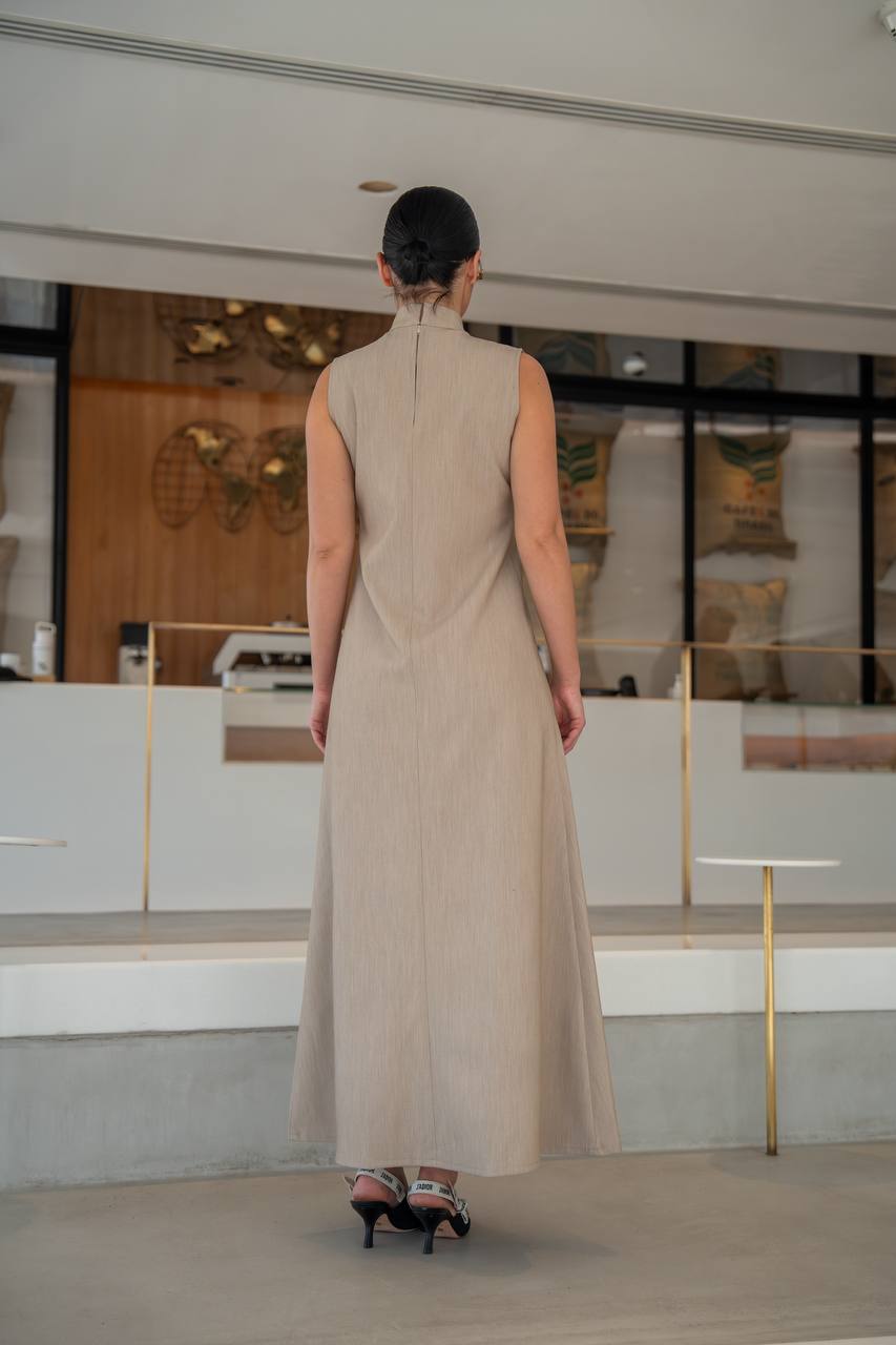 Beige crepe dress .C:217