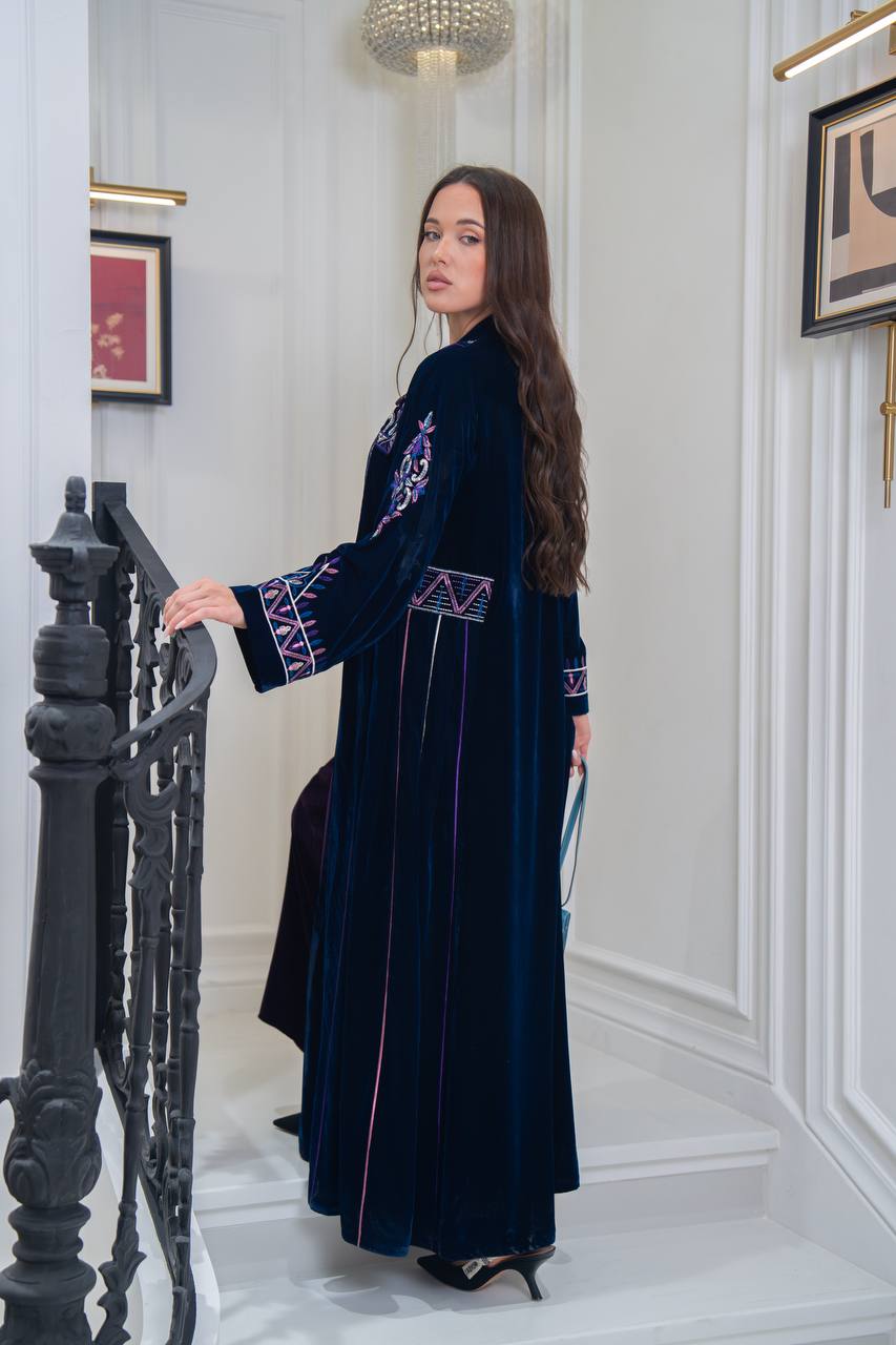 Velvet abaya with unique embroidery. C:6709