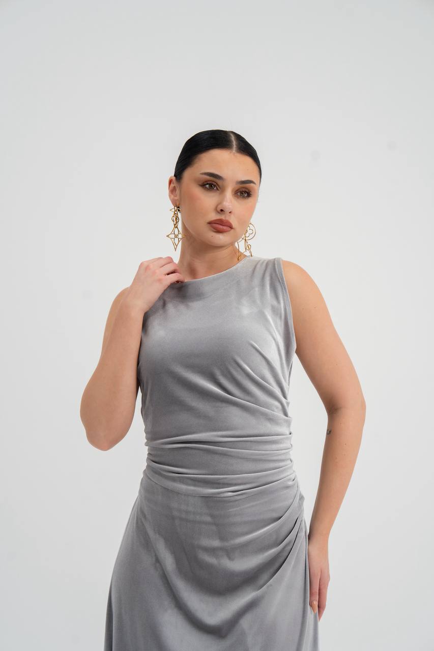 gray velvet dress. C:226
