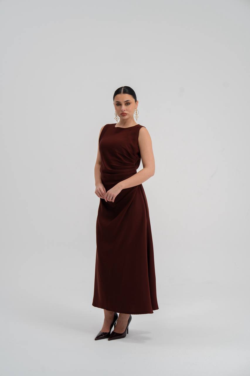 brown crepe dress. C:226