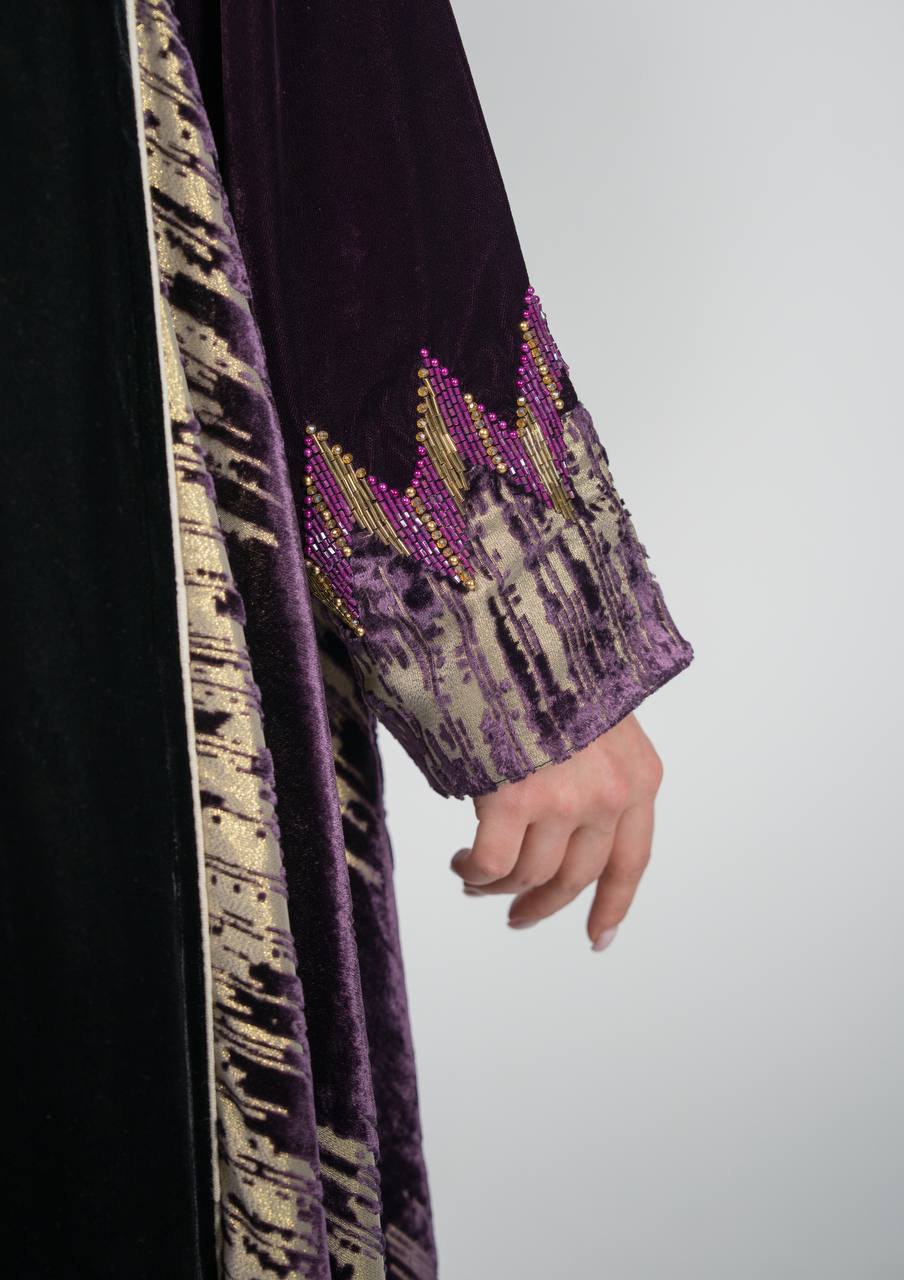 Velvet abaya with hand-beading.C:6838