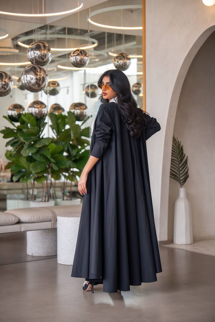 Free size abaya, made of Zara cotton, in black C:6632