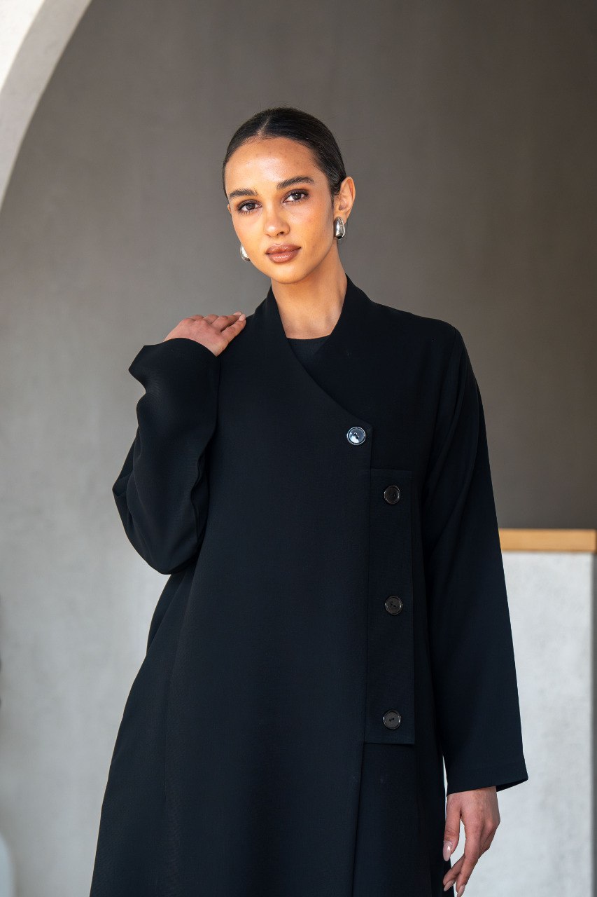 Black crepe abaya C:6586 Black
