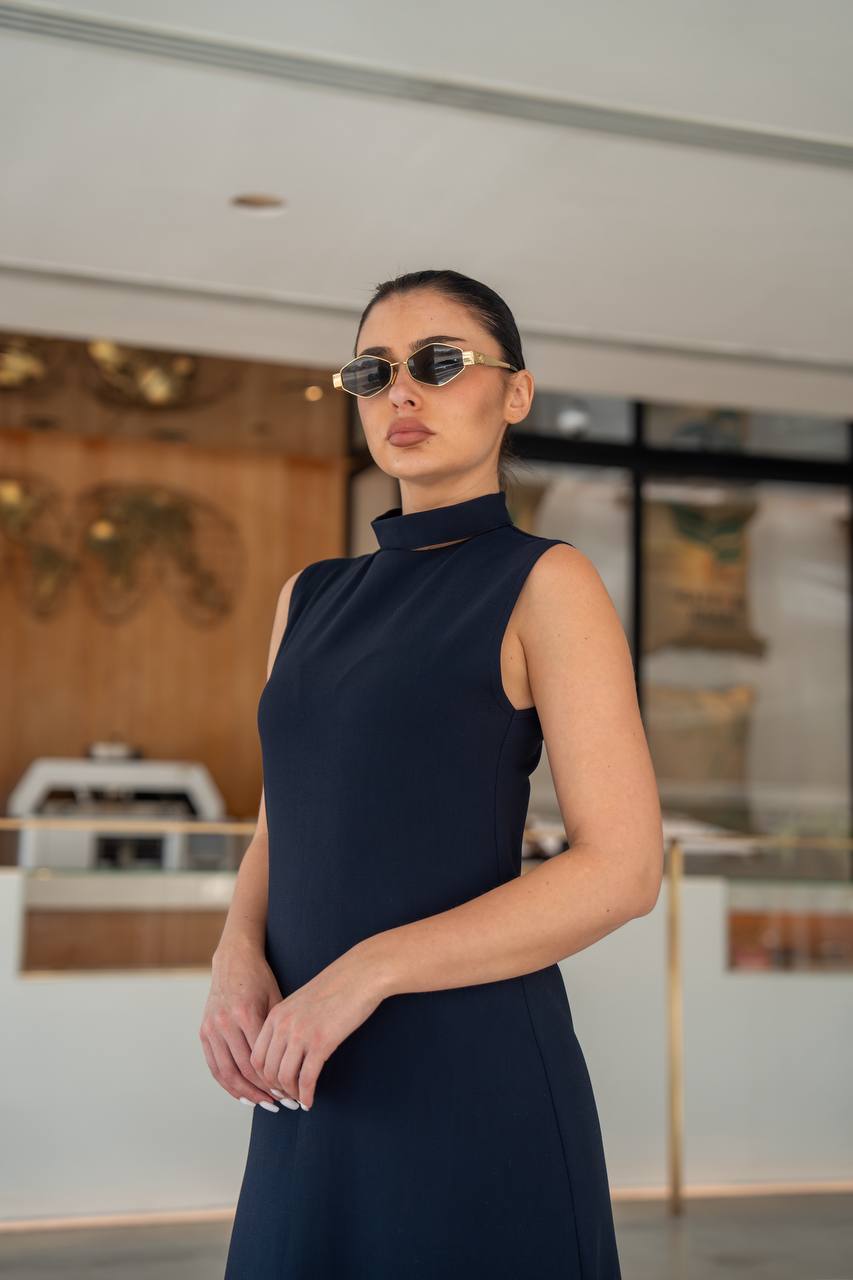 Navy crepe dress.C:217