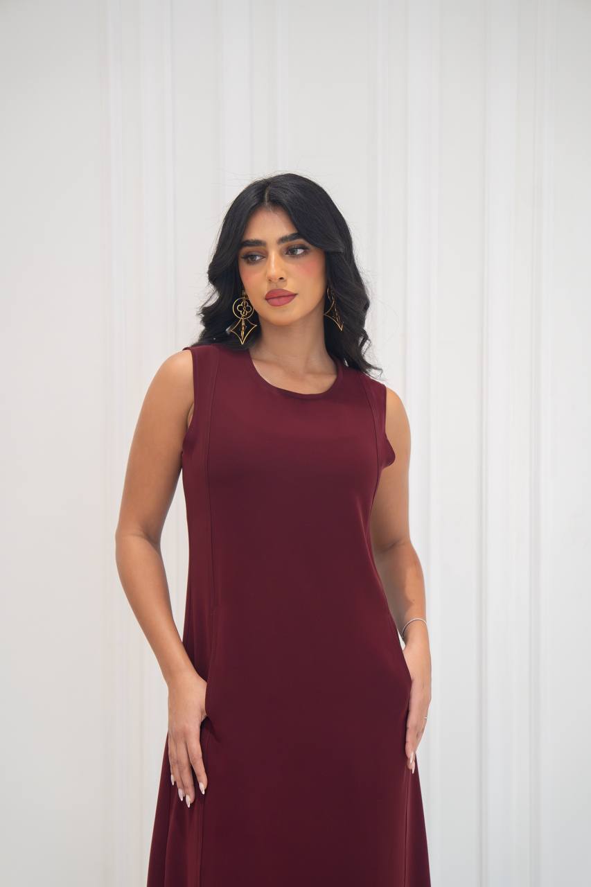 burgundy crepe dress. C:197