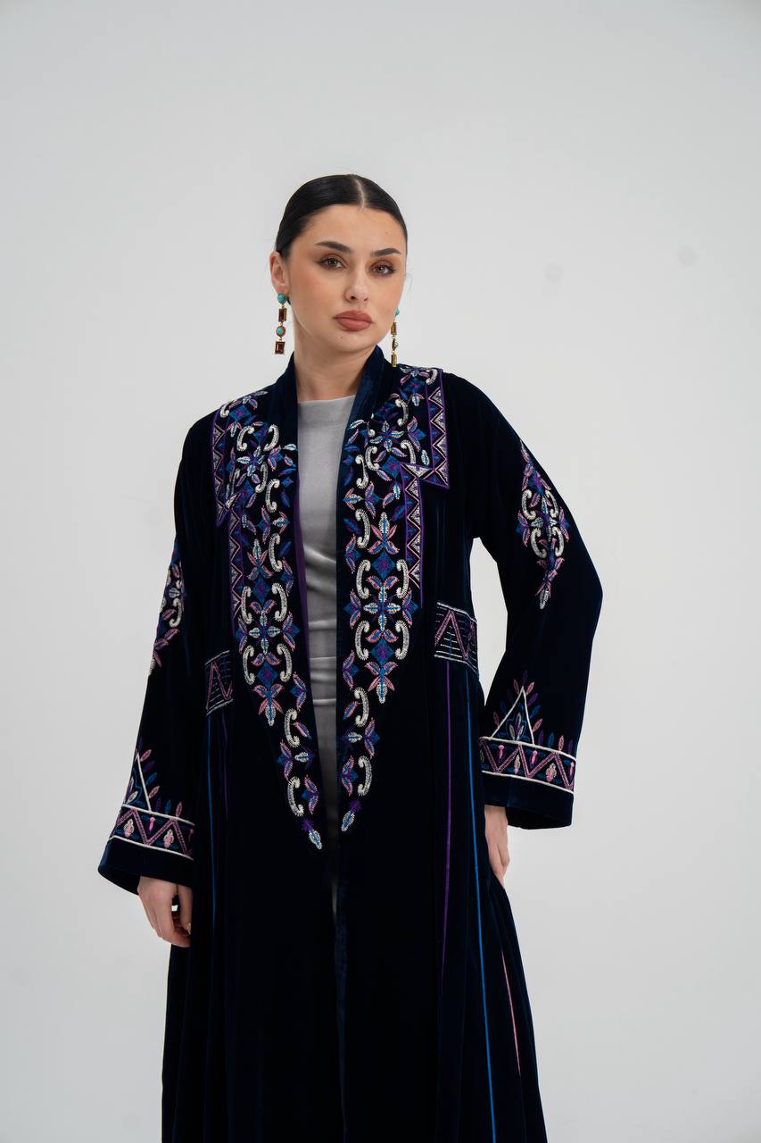 Velvet abaya with unique embroidery. C:6709