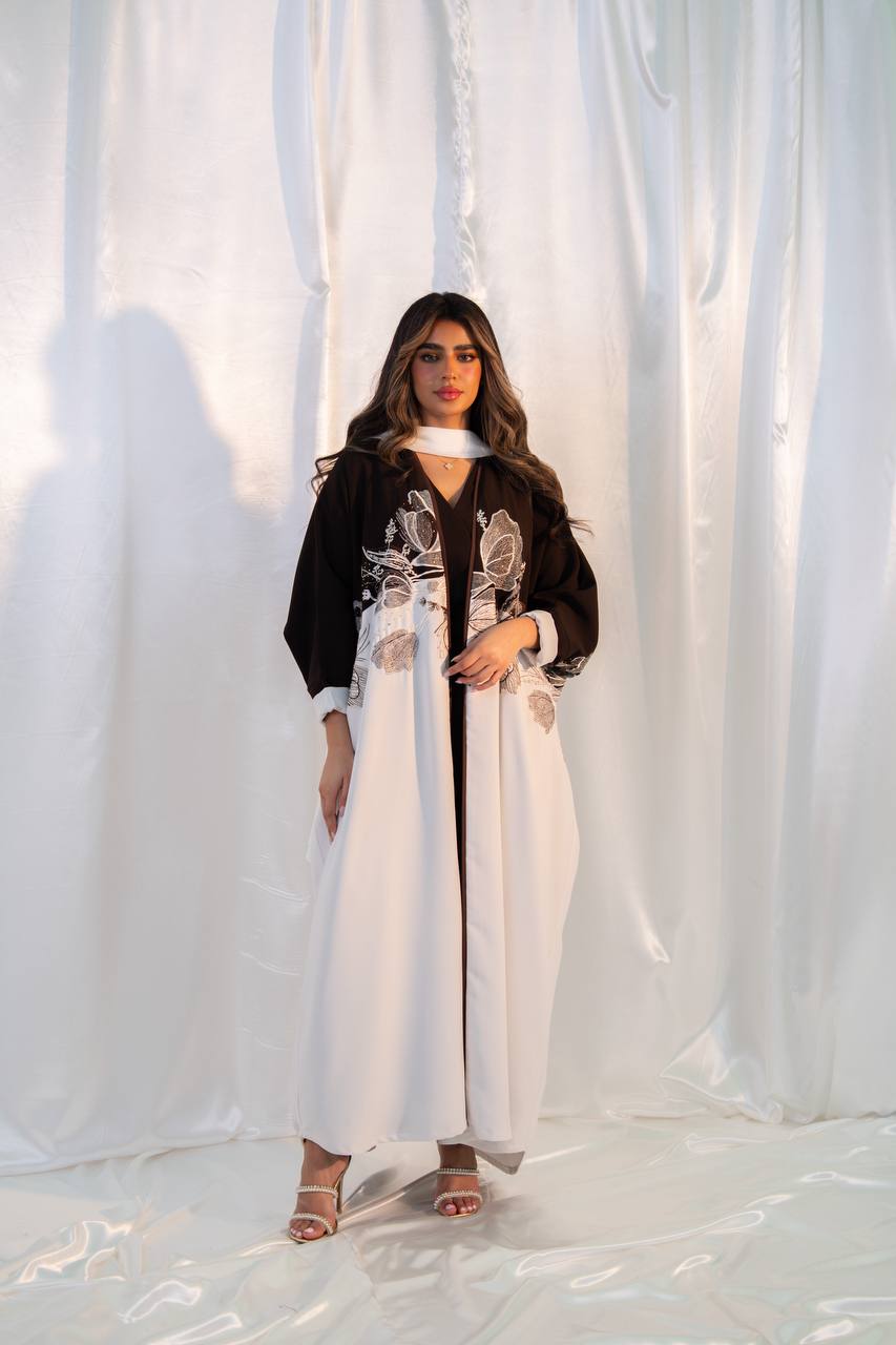 A crepe bisht abaya with embroidery.C:6767