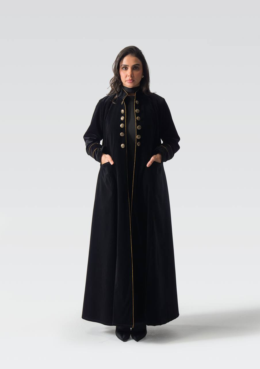 Black velvet abaya.C:6836 Black