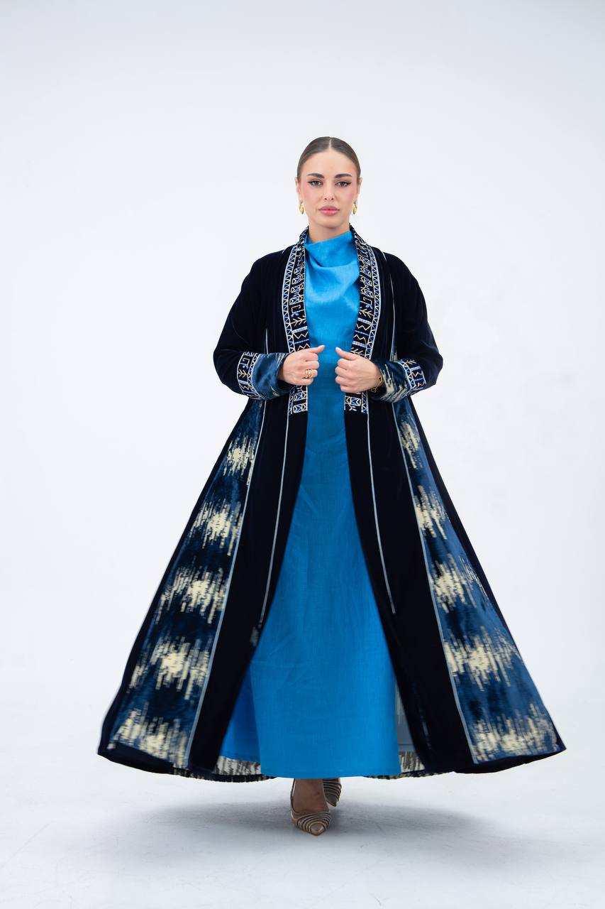 Velvet abaya with embroidery.C:6847